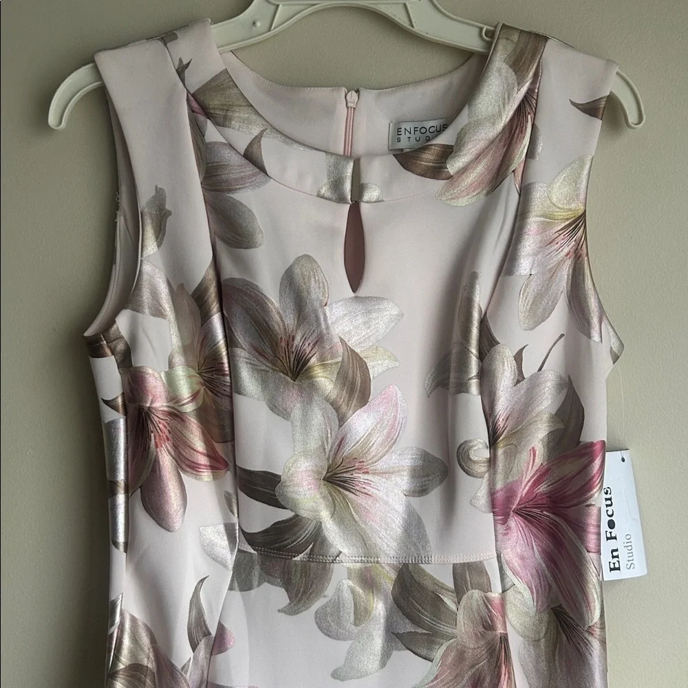 Enfocus Studio sleeveless boat-neck floral print midi dress size 8 NWT - Picture 2 of 8